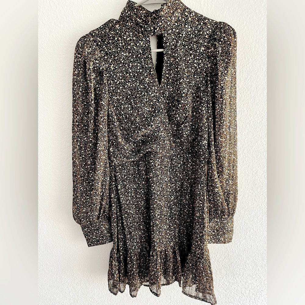 NWT- Bloomingdales Aqua Mock Neck Long sleeved Mini Dress